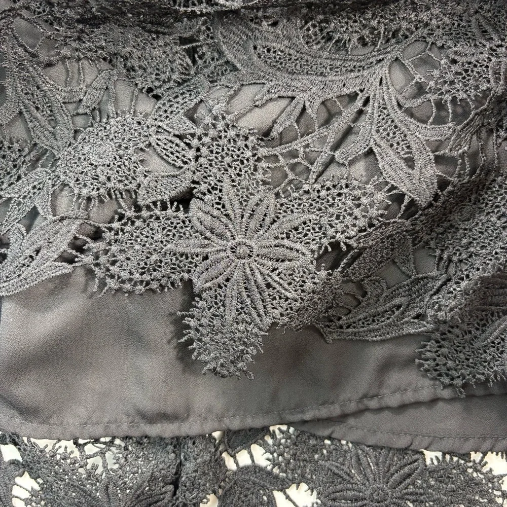 Anthropologie Guest Editor Black Crochet Lace Free Gypsy Spirit Pullover Blouse